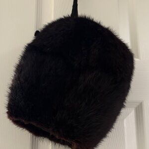 Elegant Black Fur muff with hidden zipper compartment